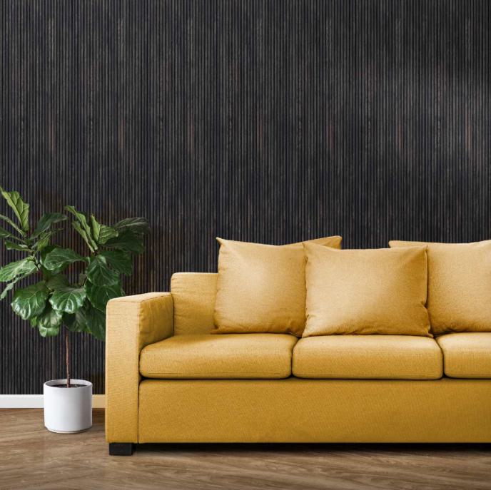 Premium Charcoal Panel Wood Louvers Brown 8x0.52 Ft - Pn 00531