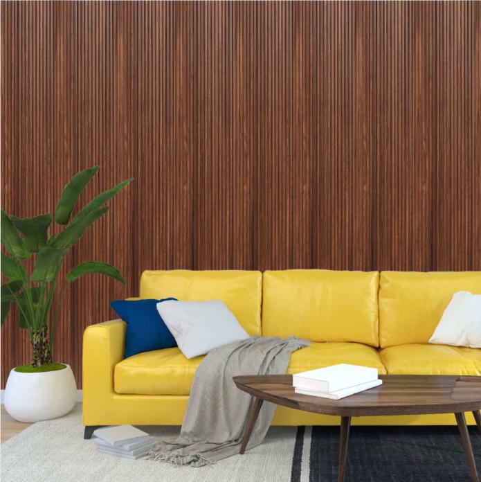 Brown Wooden Charcoal Louvers Panel Wood 8x0.52 Ft - Pn 00536
