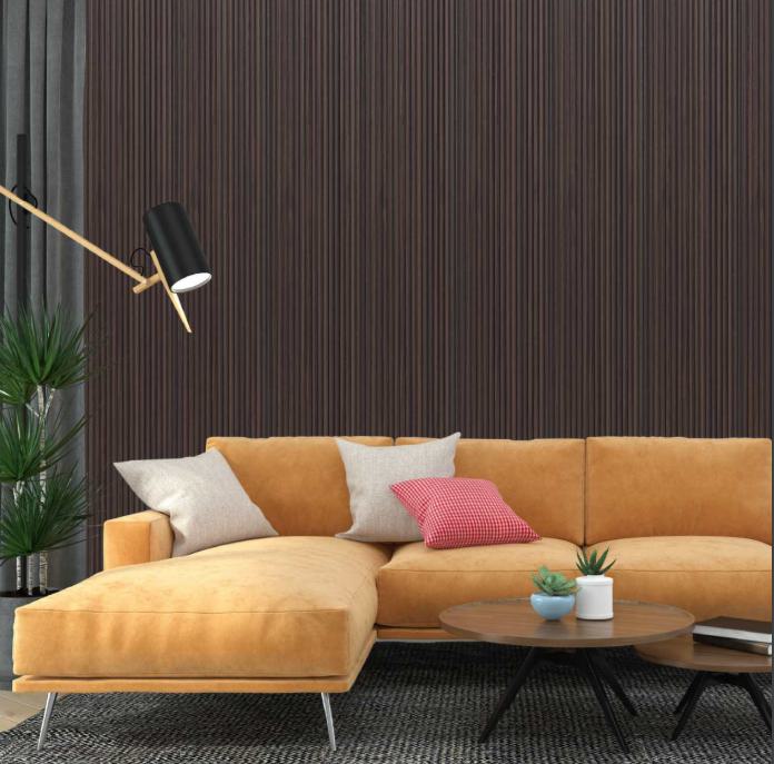 Premium Charcoal Panel Wood Louvers Brown 8x0.52 Ft - Pn 00537