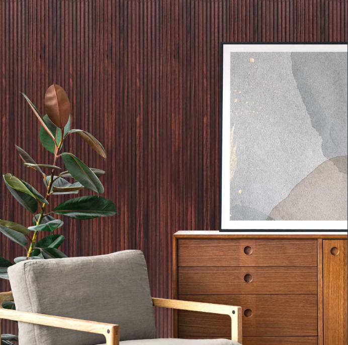 Premium Charcoal Panel Wood Louvers Brown 8x0.52 Ft - Pn 00538