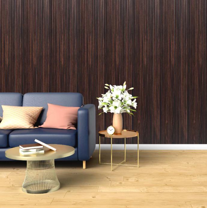 Premium Charcoal Panel Wood Louvers Brown 8x0.52 Ft - Pn 00539