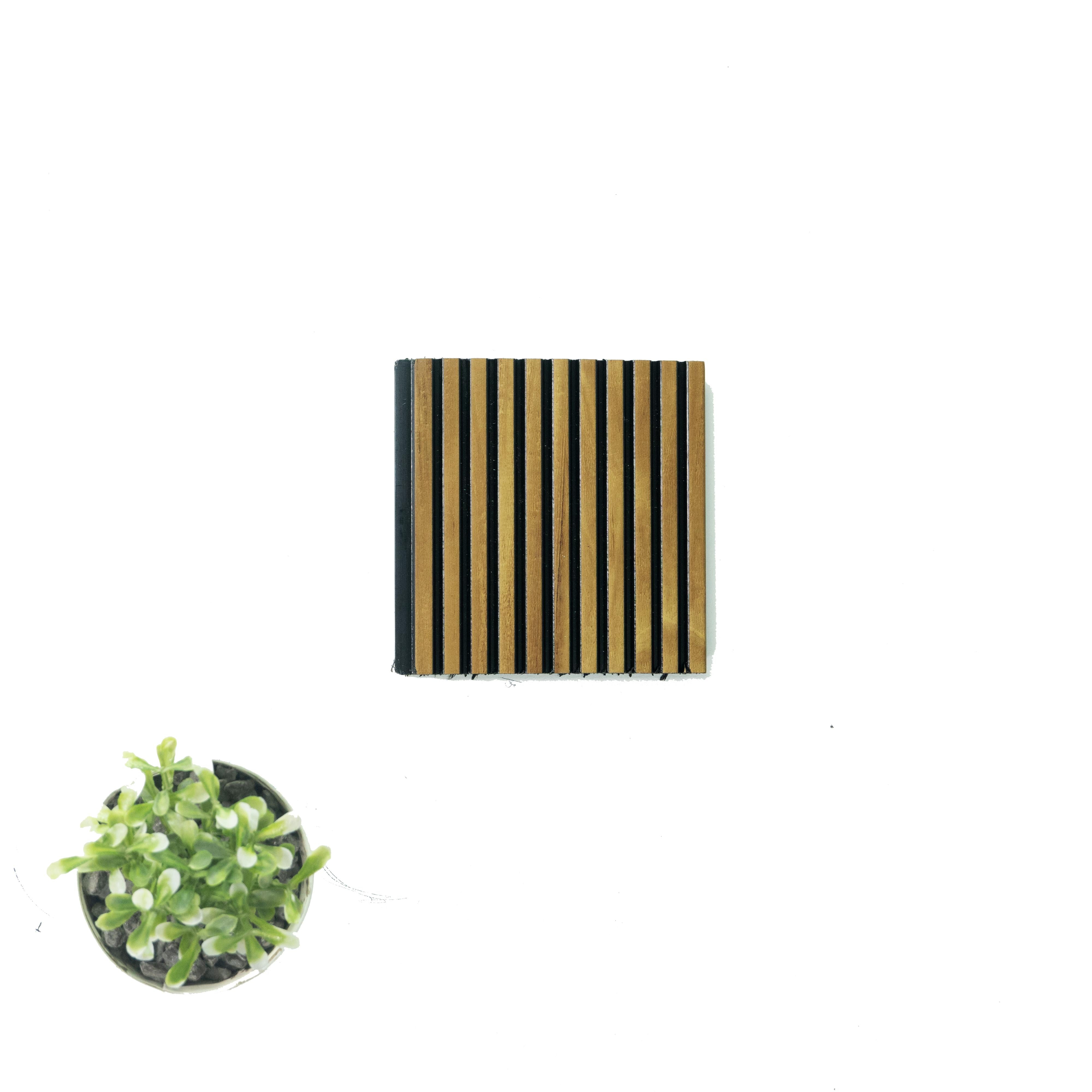 Premium Charcoal Panel Wood Louvers Brown 9.5x0.32 Ft - Pn 00473