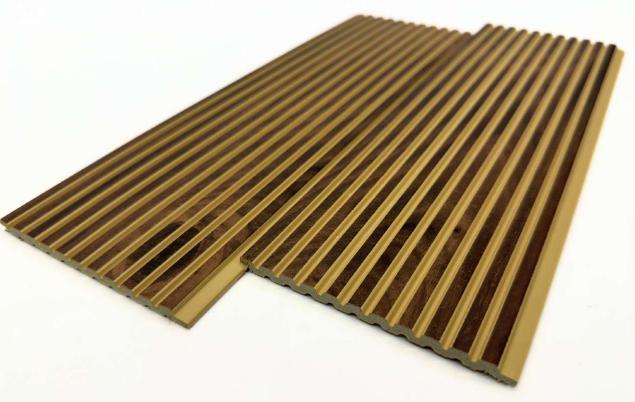 Premium Charcoal Panel Wood Louvers Brown 9.5x0.32 Ft - Pn 00481