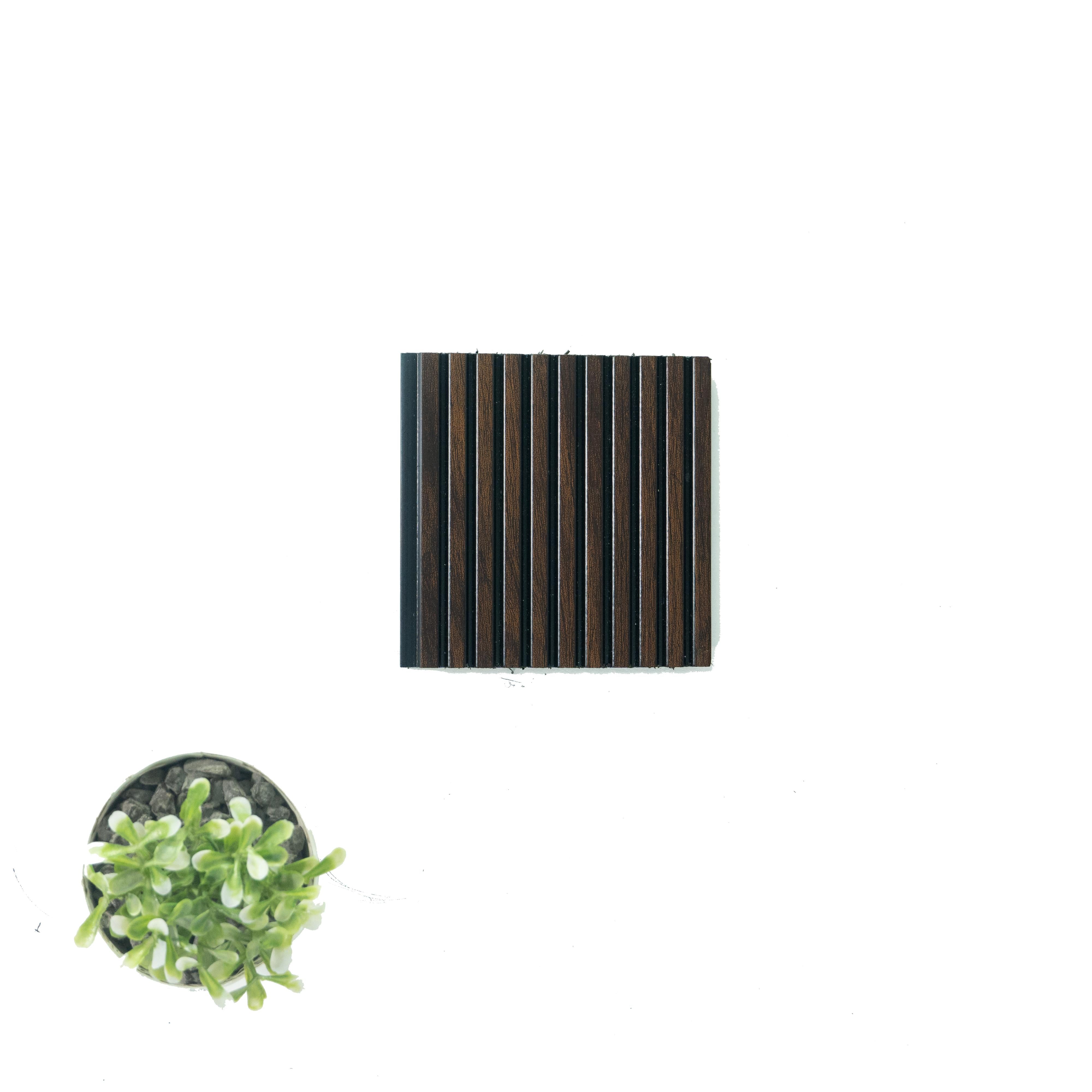 Premium Charcoal Panel Wood Louvers Brown 9.5x0.32 Ft - Pn 00483