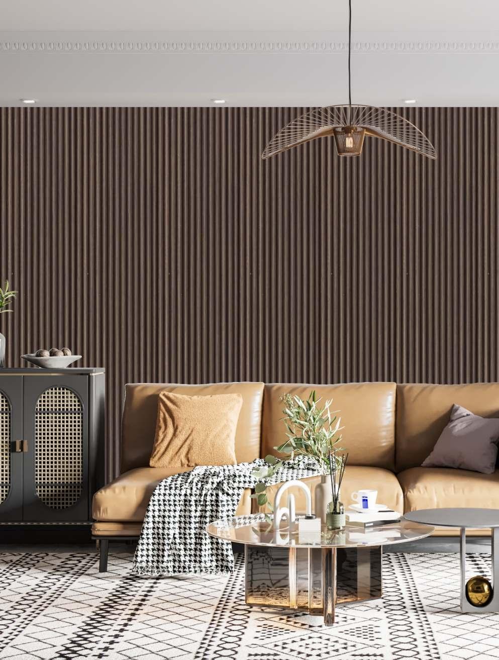 Brown Wooden Charcoal Louvers Panel Wood 9.5x0.37 Ft - Pn 03569