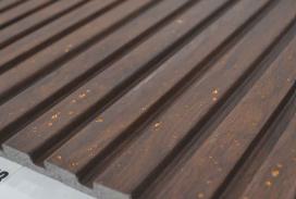 Premium Charcoal Panel Wood Louvers Brown 9.5x0.4 Ft - Pn 00690