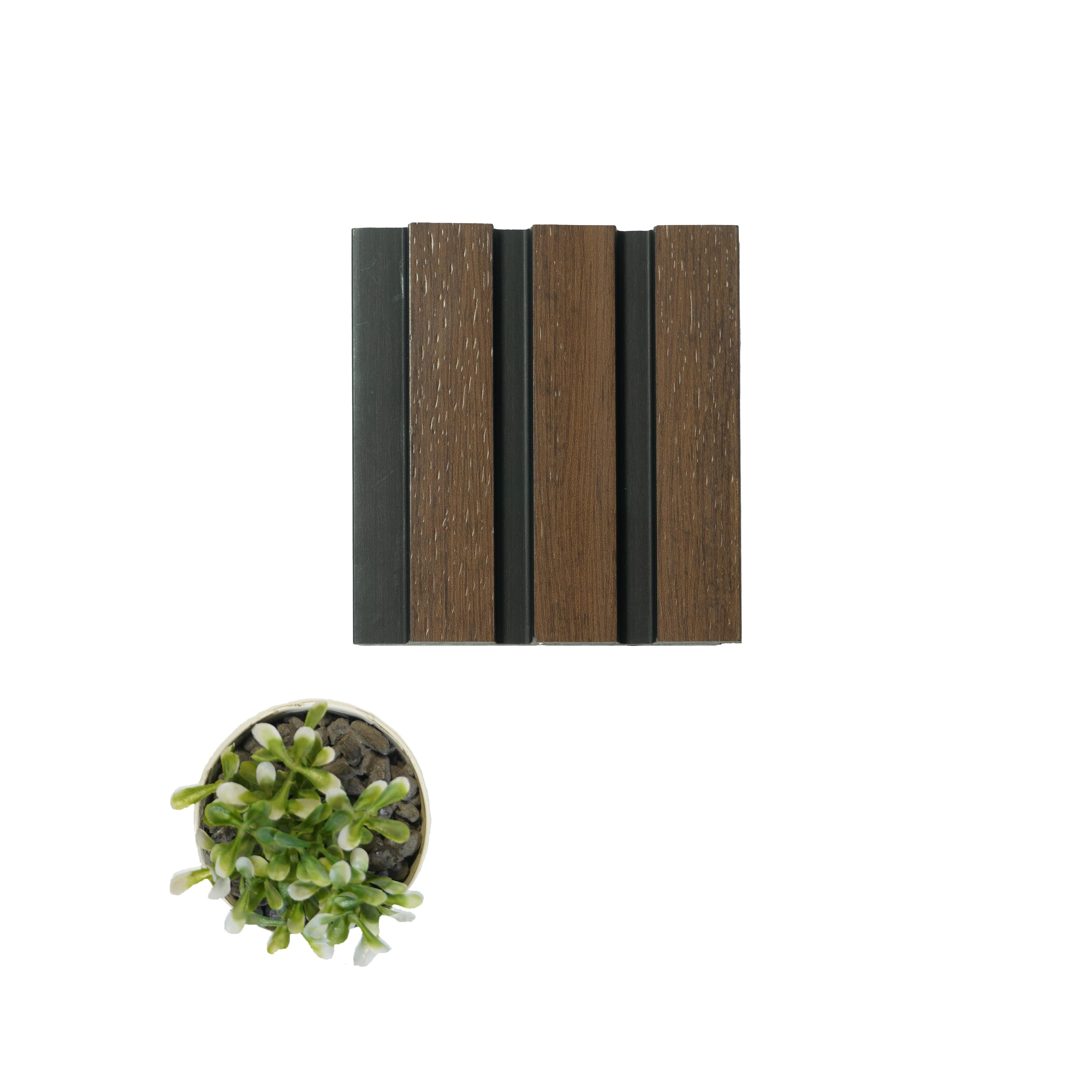 Wooden Effect Charcoal Louvers Wood Brown 8x0.39 Ft - Pn 00817