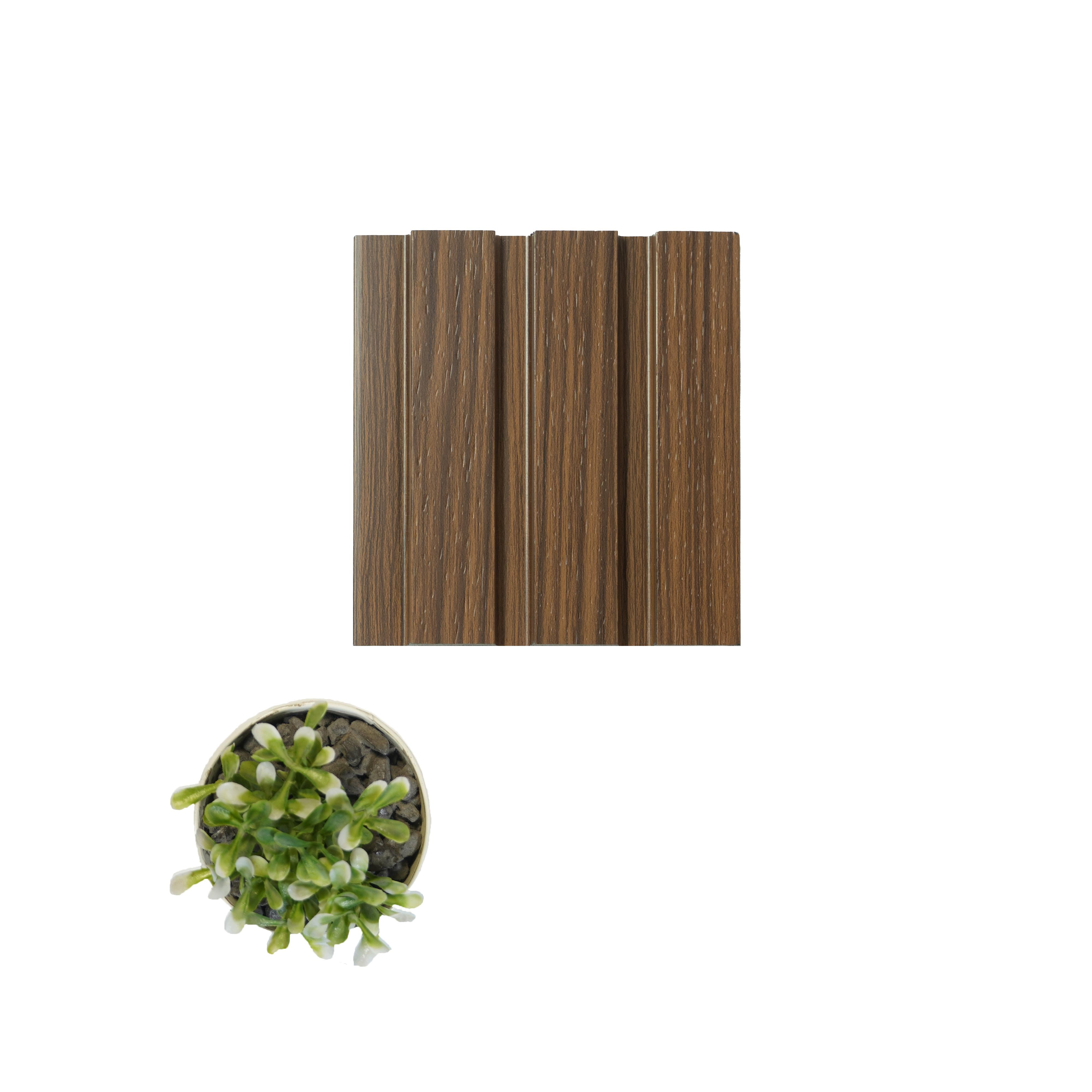 Wooden Effect Charcoal Louvers Wood Brown 8x0.39 Ft - Pn 00819