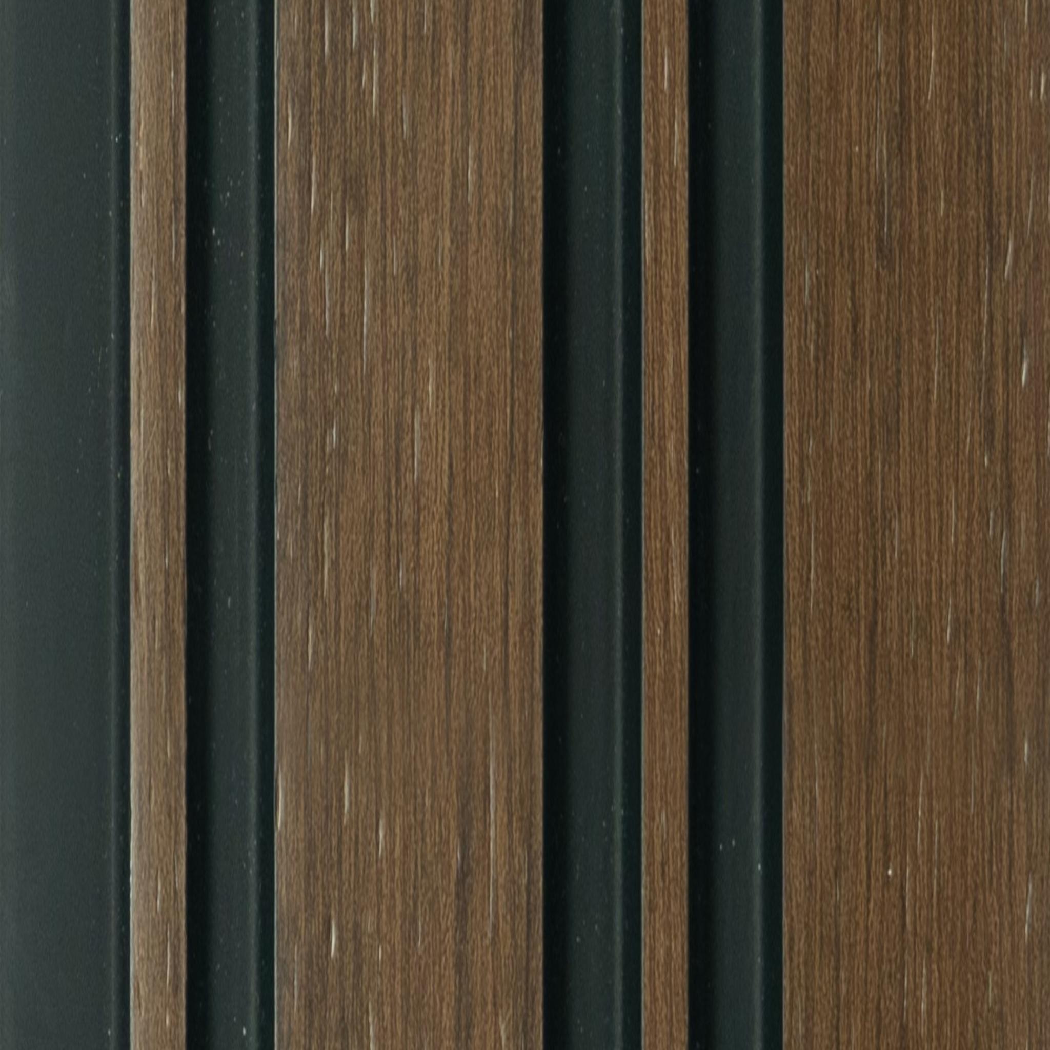 Wooden Effect Charcoal Louvers Wood Brown 8x0.39 Ft - Pn 00824