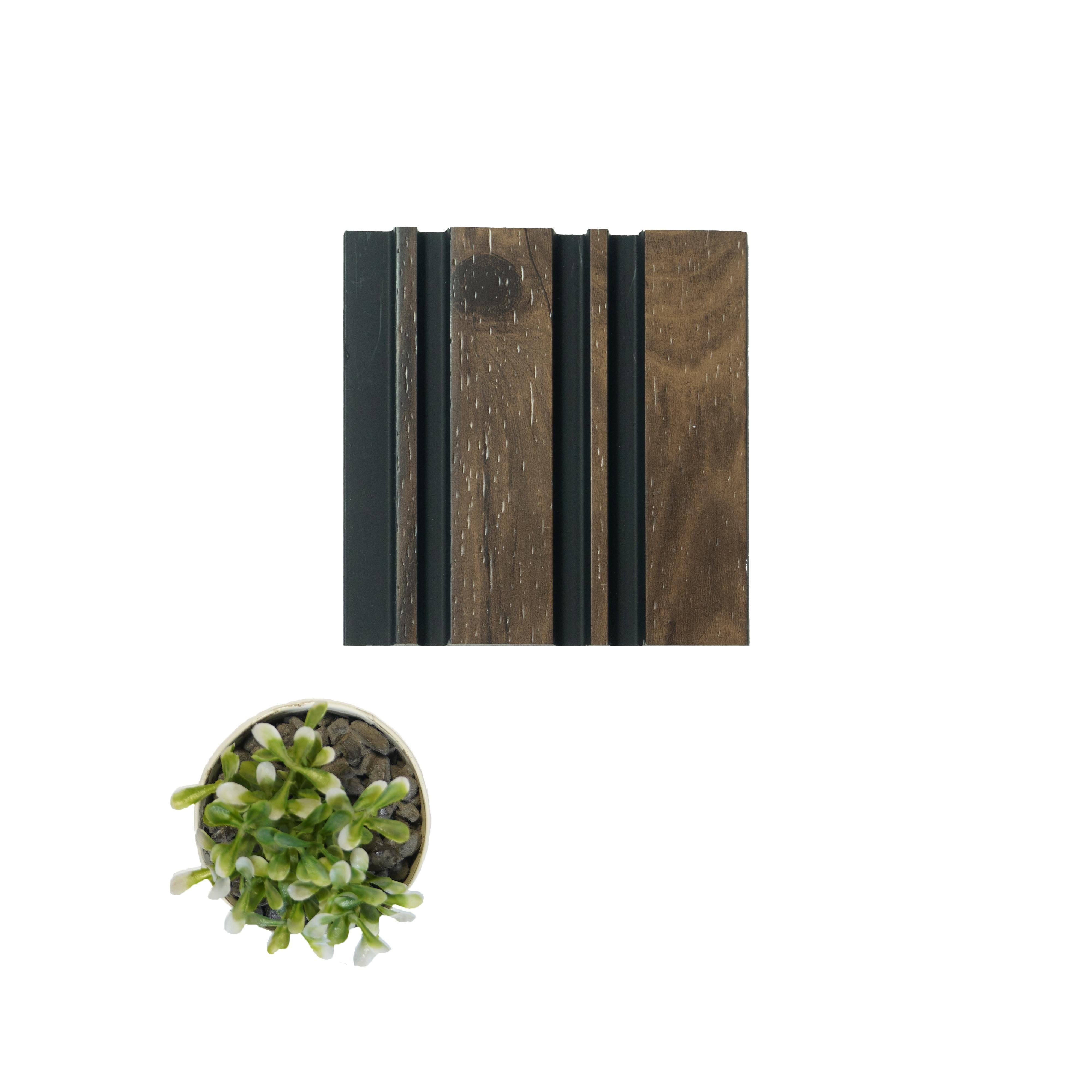 Wooden Effect Charcoal Louvers Wood Brown 8x0.39 Ft - Pn 00826