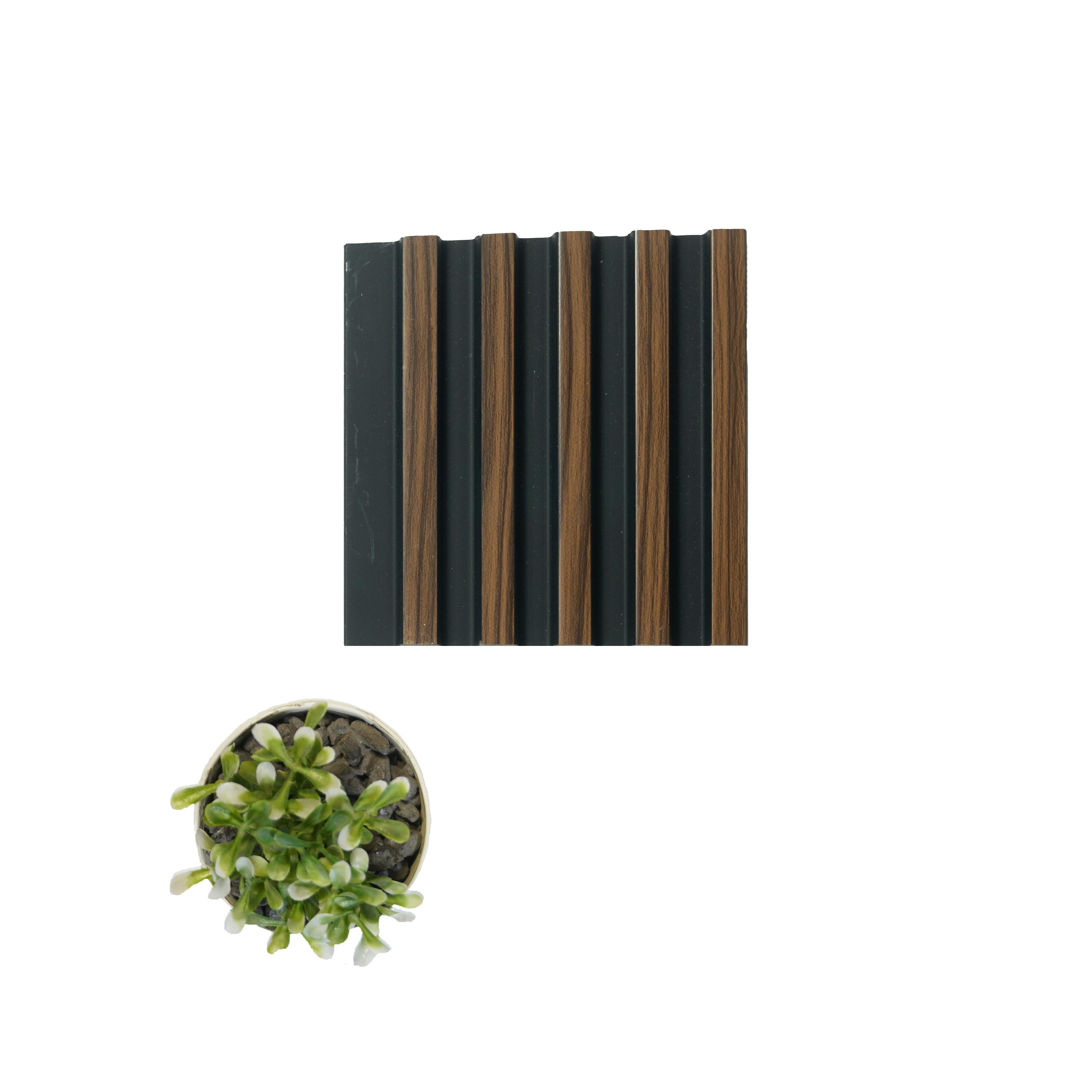 Wooden Effect Charcoal Louvers Wood Brown 8x0.39 Ft - Pn 00829