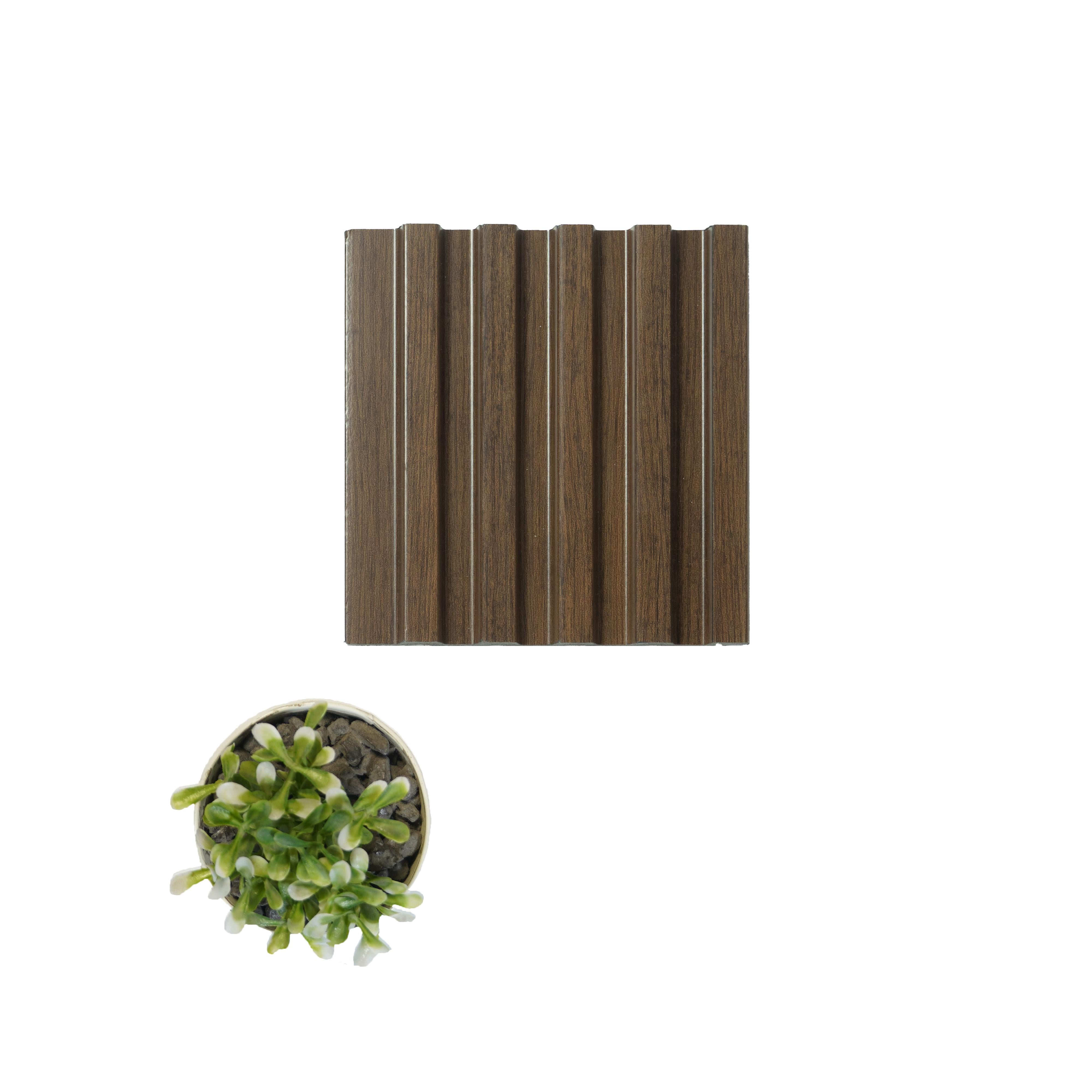 Wooden Effect Charcoal Louvers Wood Brown 8x0.39 Ft - Pn 00830