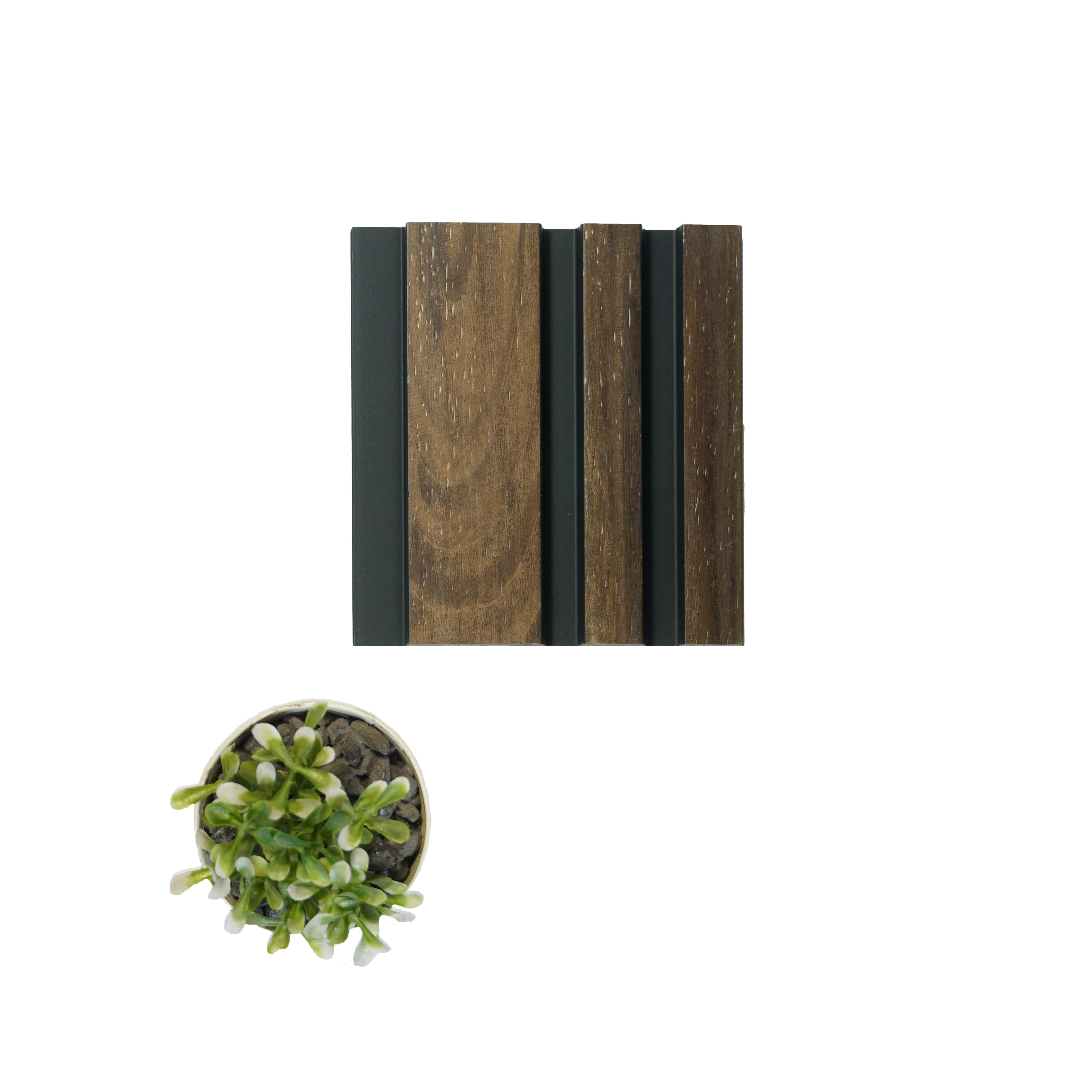 Wooden Effect Charcoal Louvers Wood Brown 8x0.39 Ft - Pn 00835