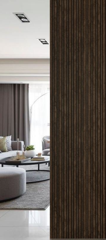 Brown Wooden Charcoal Louvers Panel Wood 8x1 Ft - Ed12008
