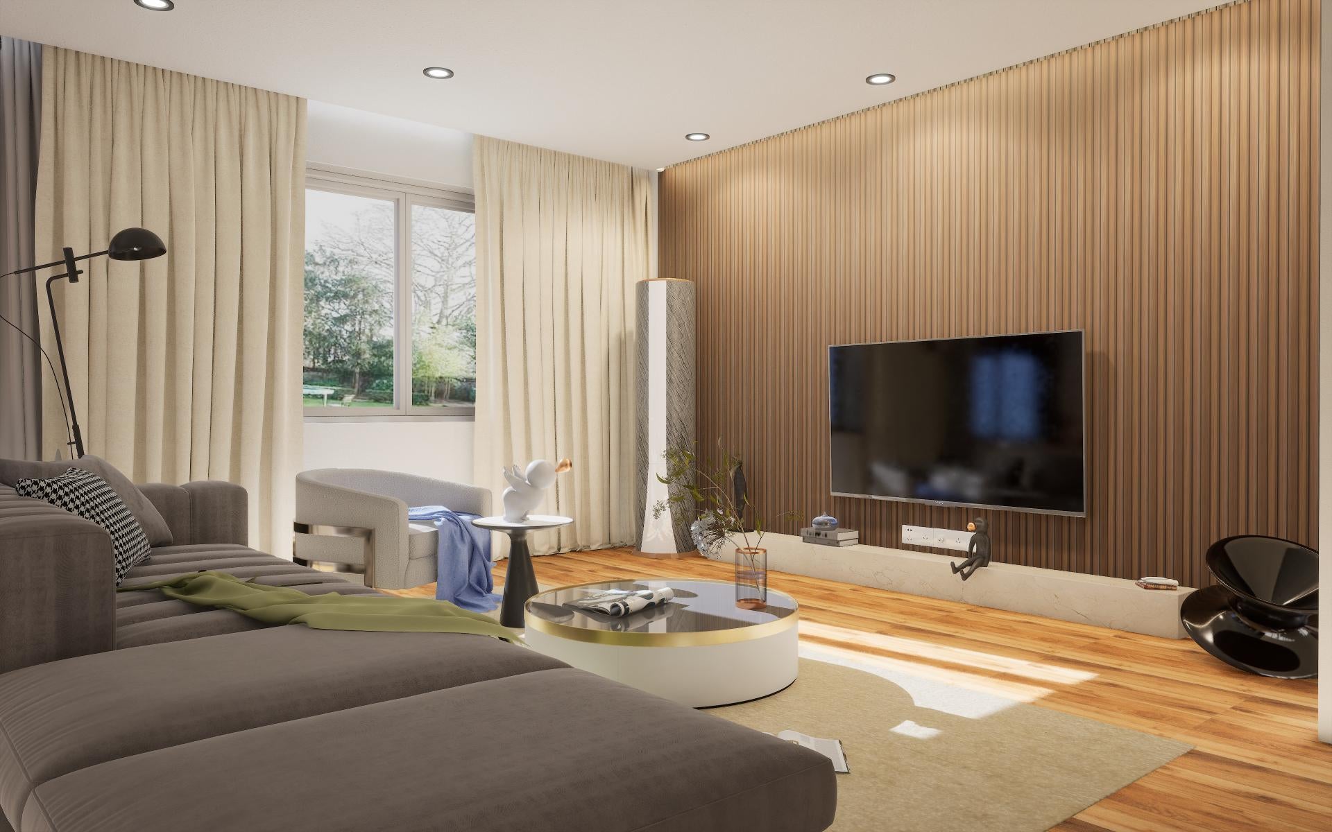 Premium Wood Panel Louvers Brown 8x0.41 Ft - 942003