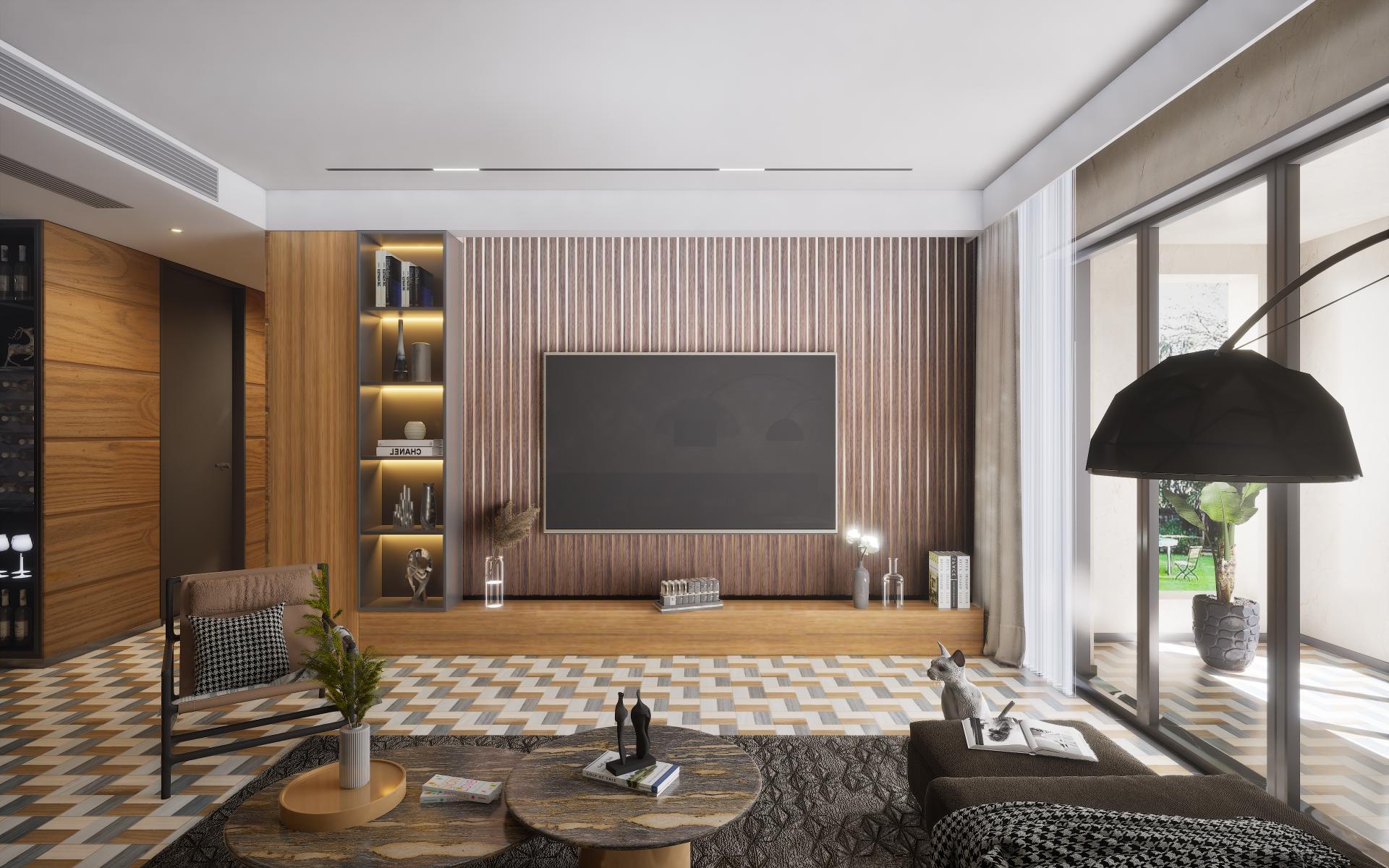 Wooden Louvers Panel Wood Brown 8x0.58 Ft - 972005