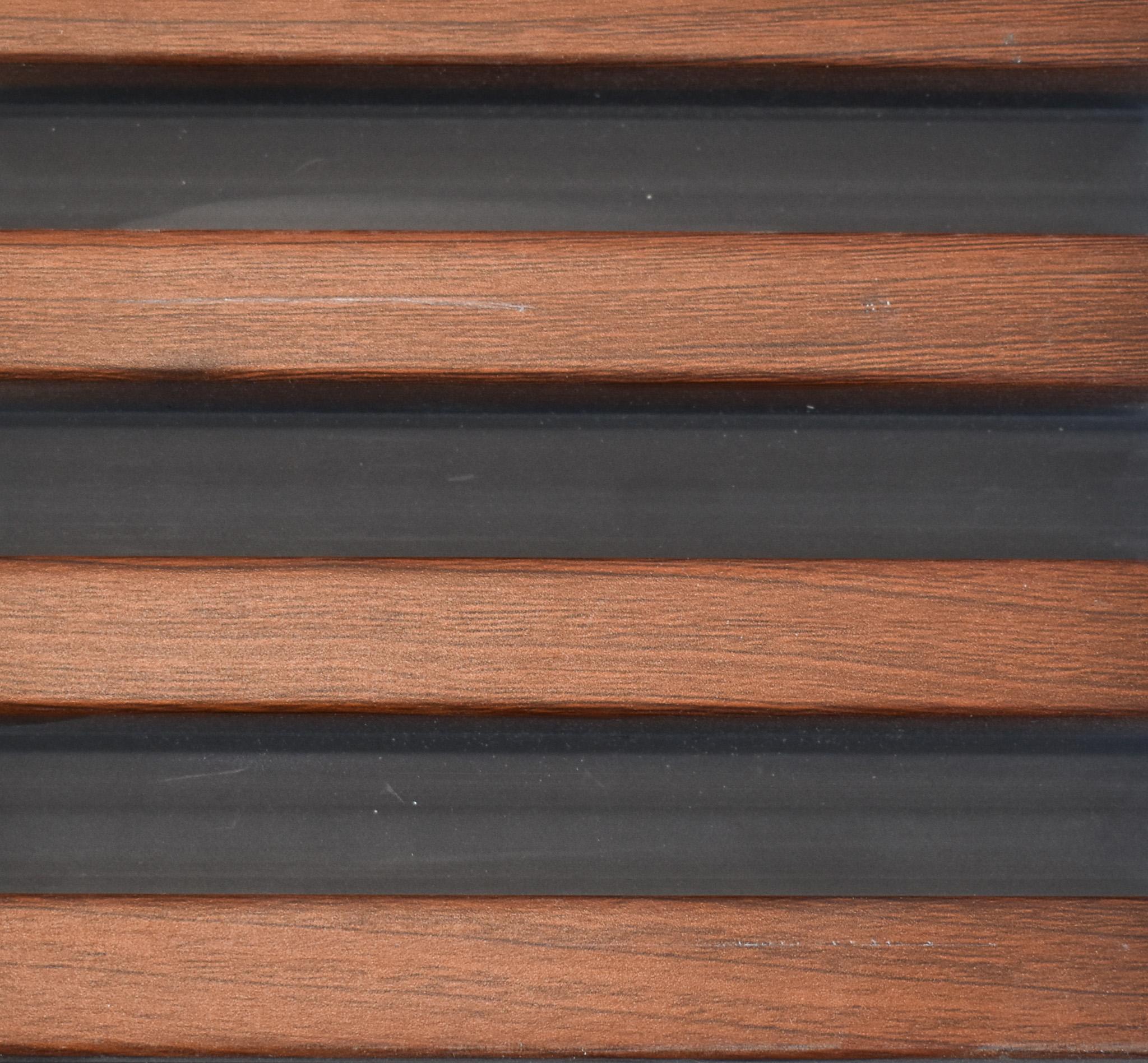 Brown Wooden Wpc Louvers Panel Wood 9.5x0.54 Ft - Pn 00275