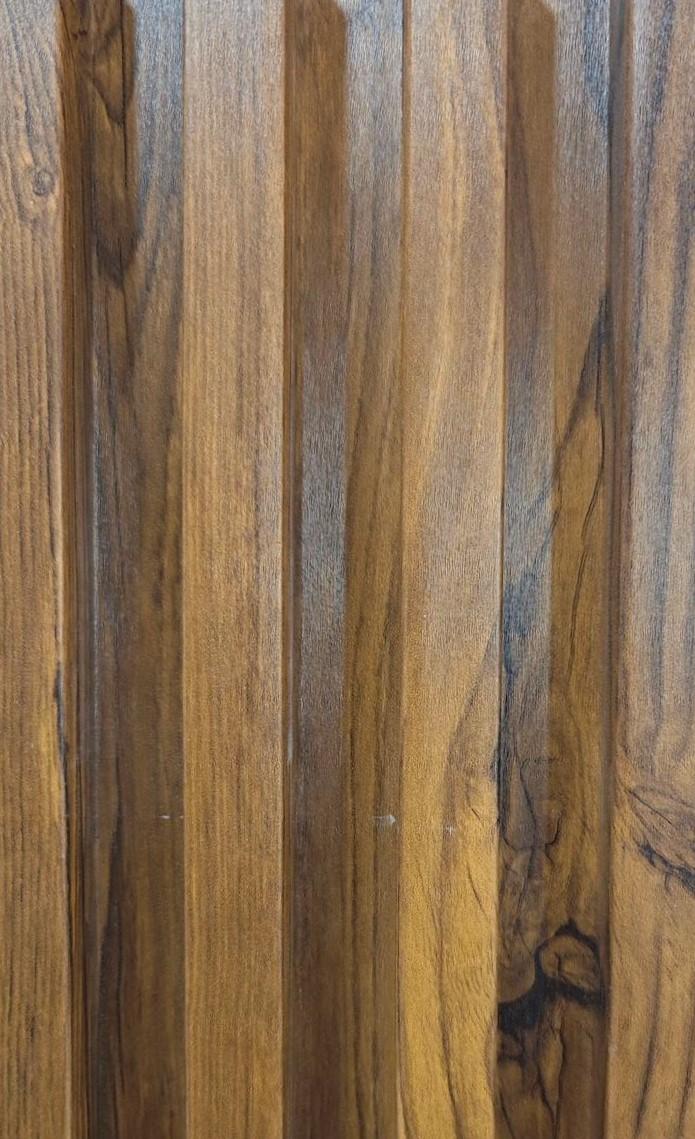 Wooden Wpc Louvers Panel Wood Brown 9.5x0.5 Ft - Pn 02897