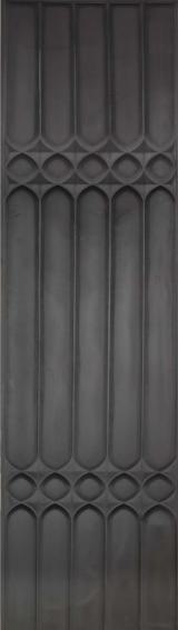 Curved Arches Velvet Finish Decorative Wall Panel Fabric Grey 8x2 Ft - Cn 01