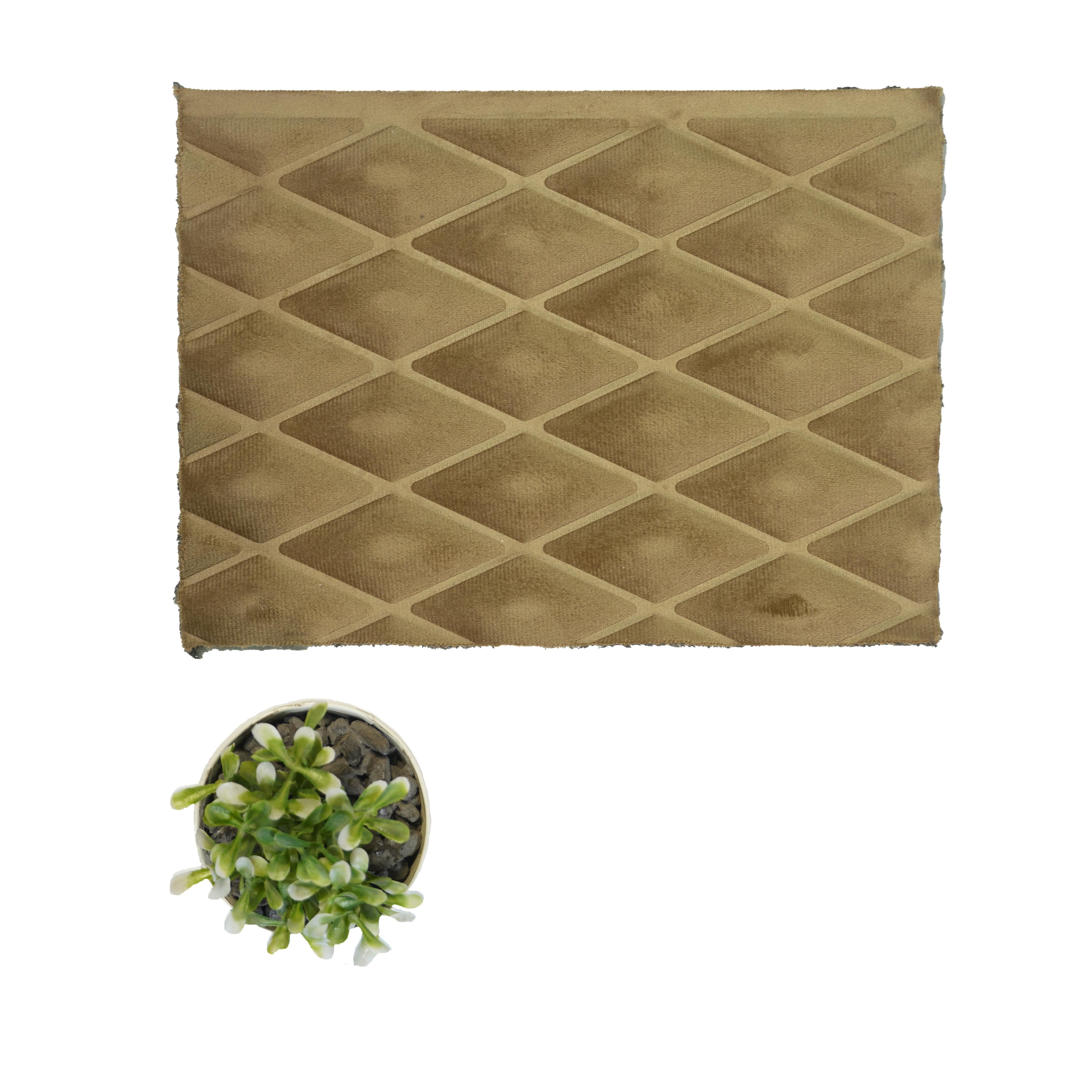 Quilt Diamond Velvet Finish Decorative Wall Panel Fabric Brown 8x2 Ft - Cn 16