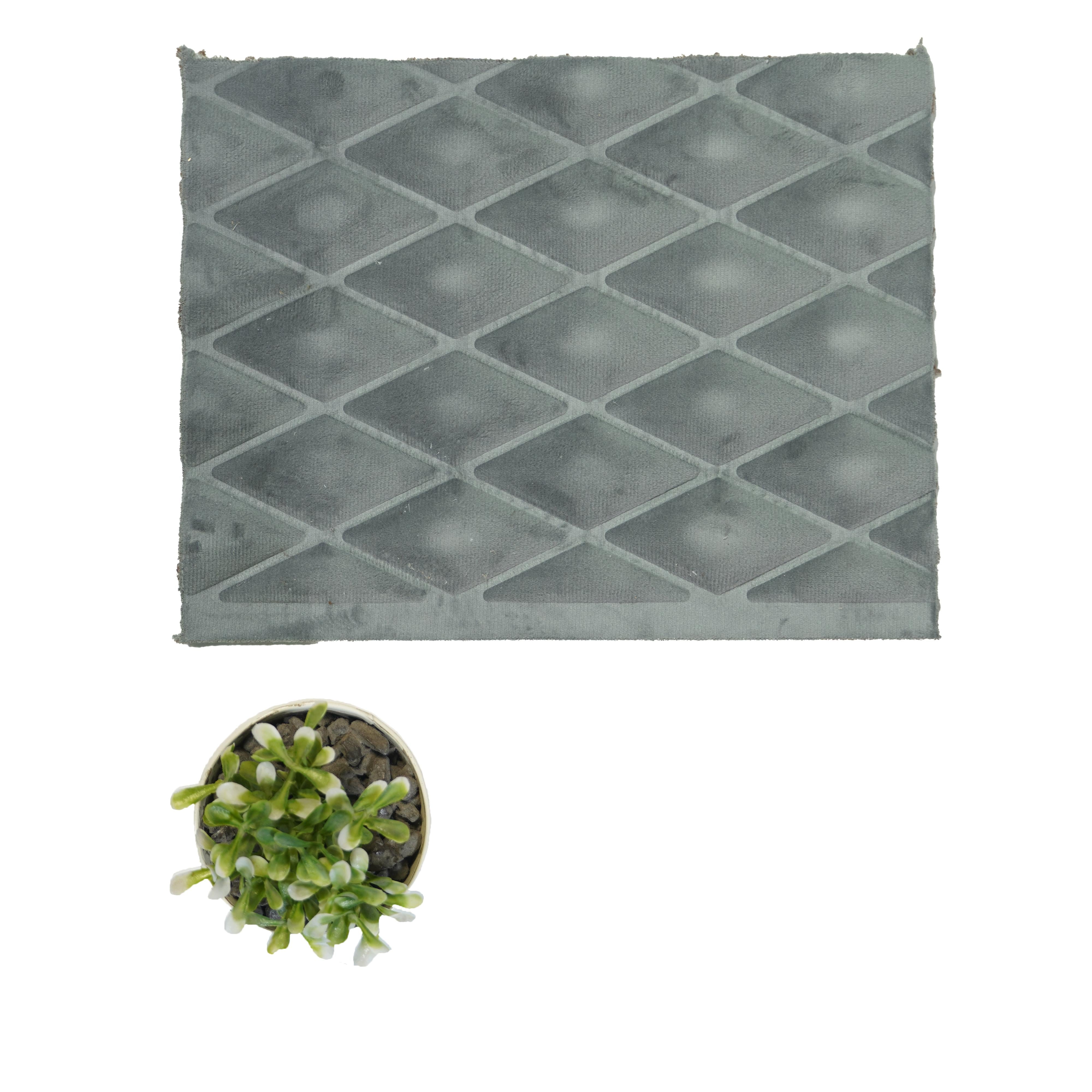 Quilt Diamond Velvet Finish Decorative Wall Panel Fabric Grey 8x2 Ft - Cn 17