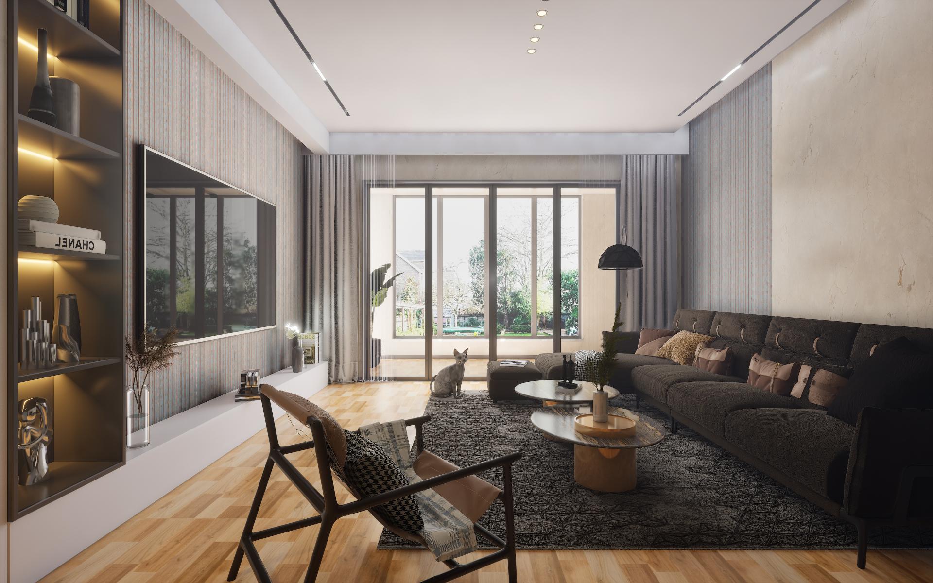 Charcoal Abstract Louvers Panel Designer Blue 9x0.42 Ft - 7701