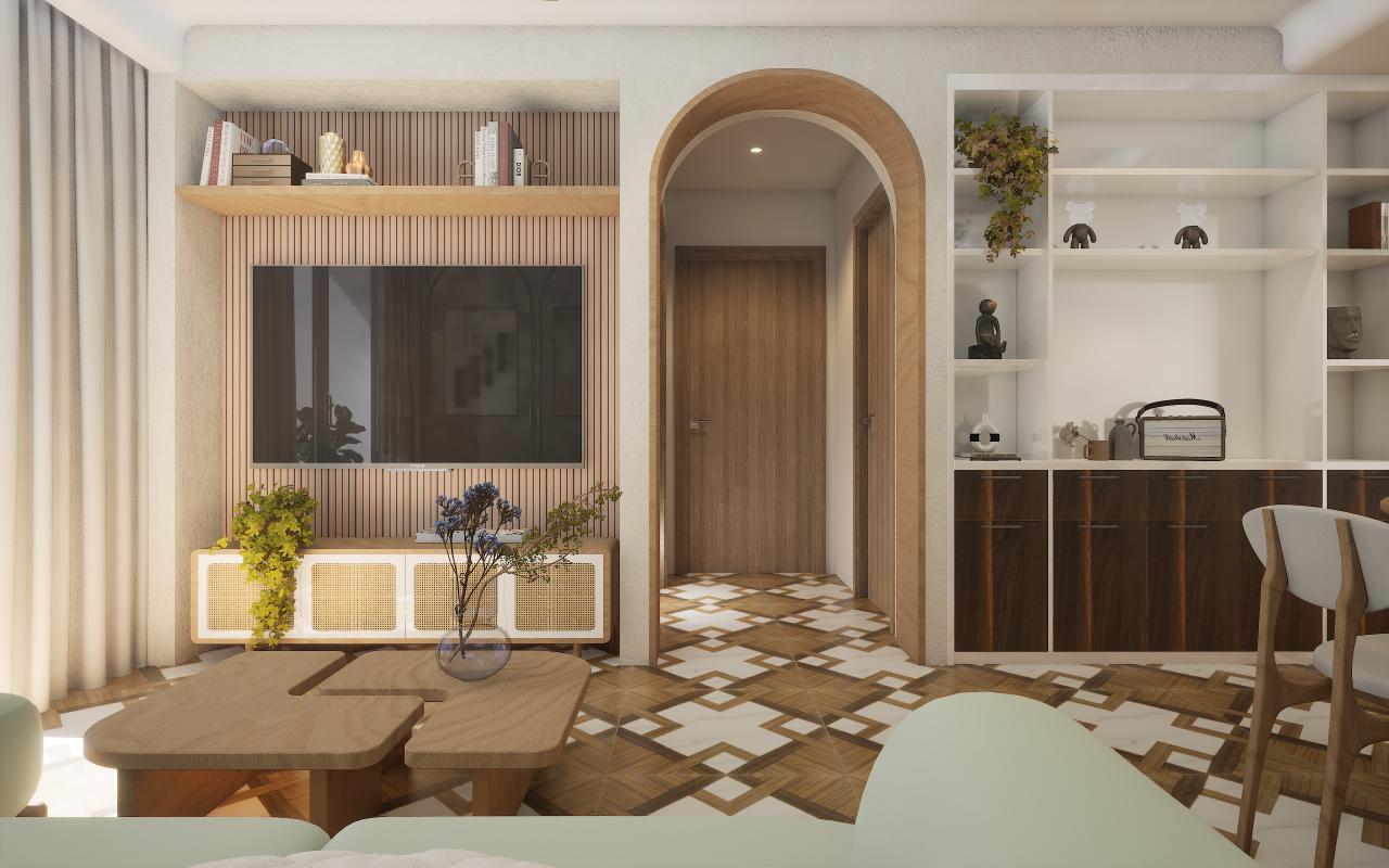 Charcoal Wooden 12 Mm Louvers Panel Wood Beige 9x0.4 Ft - 6302