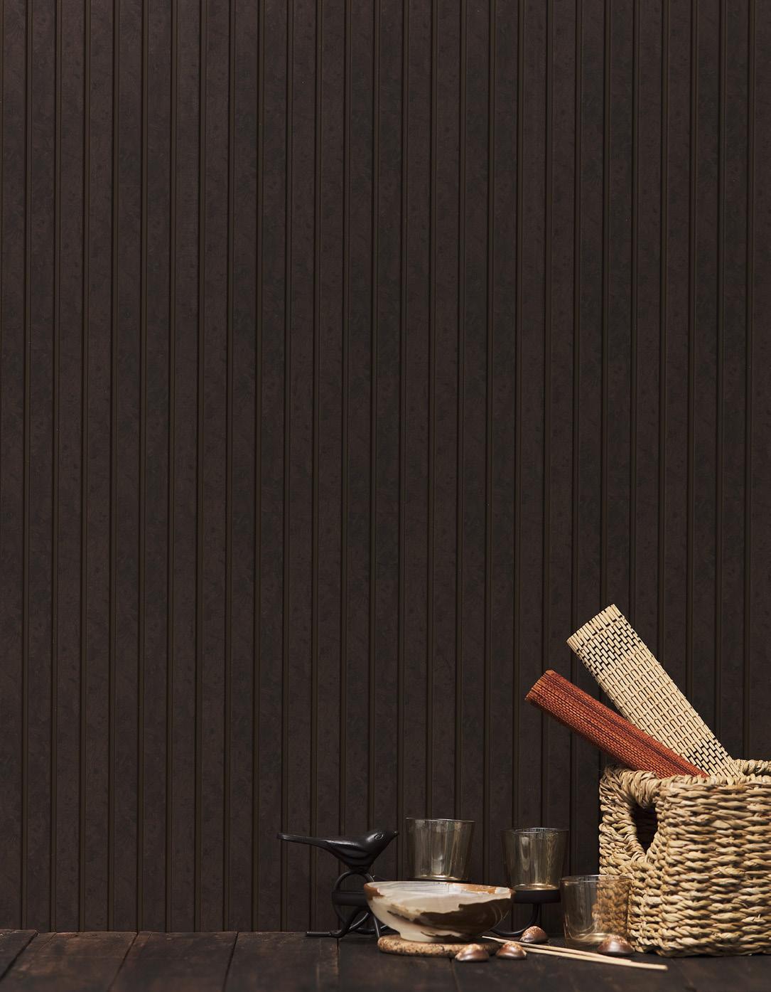 Rang Charcoal Louver Wood Choco Brown 8x1 Ft - Ra 8118