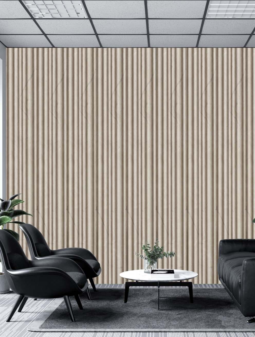 Cream Marble Charcoal Louvers Panel & Stone 9.5x0.39 Ft - Pn 03544
