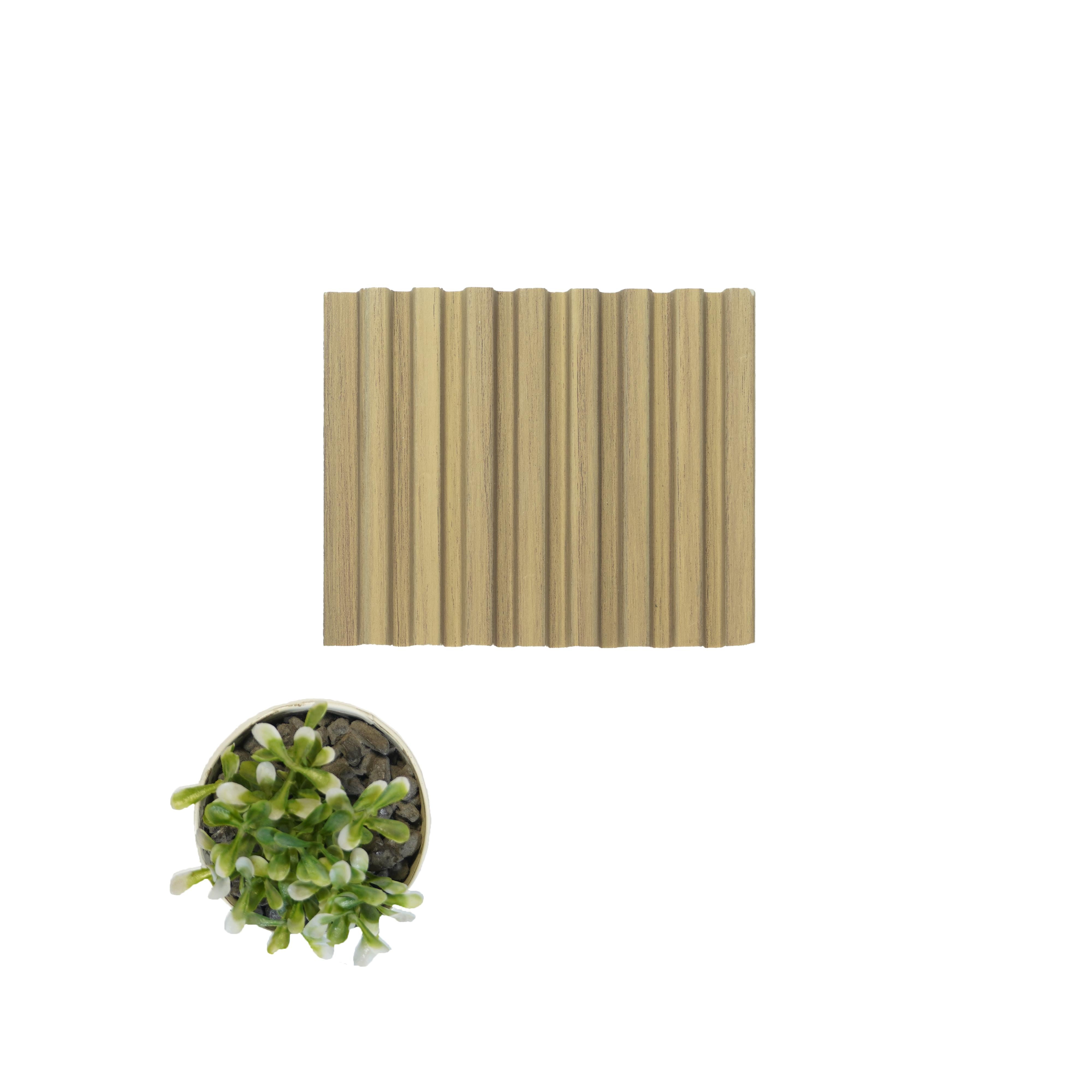 Wooden Charcoal Louvers Panel Wood Cream 8x0.4 Ft - Pn 03422