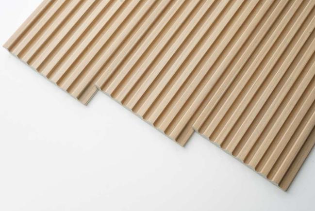 Wooden Charcoal Louvers Panel Wood Cream 8x0.4 Ft - Pn 03422