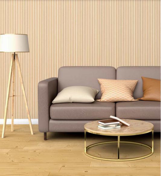 Wooden Charcoal Louvers Panel Wood Cream 8x0.4 Ft - Pn 03422
