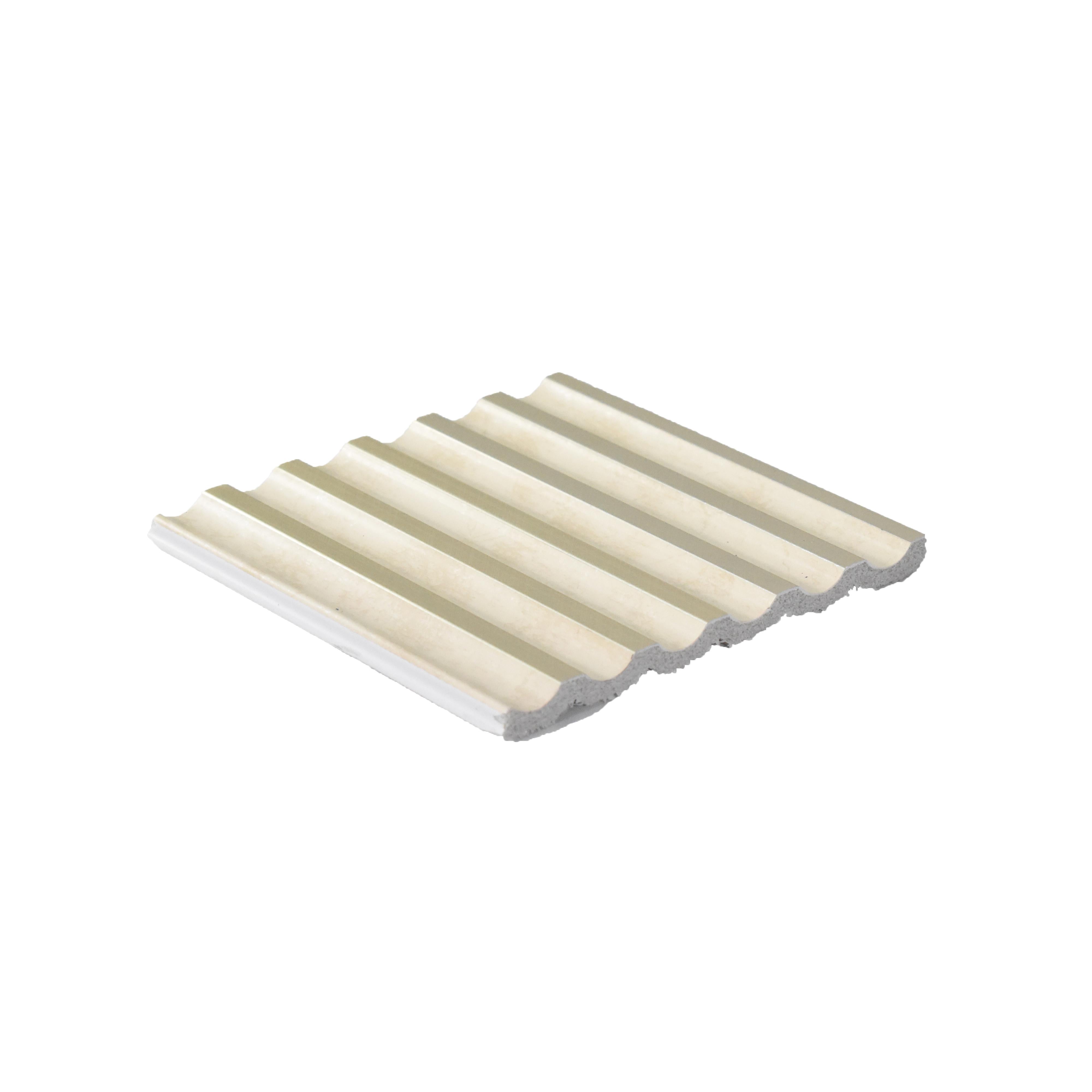 Cream Wooden Charcoal Louvers Panel Wood 9.5x0.32 Ft - Pn 00488