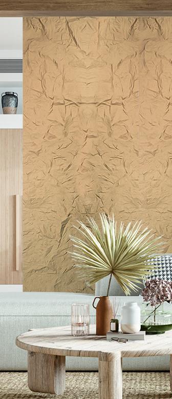 Dark Beige Buff Pu Stone Panel Marble & Louvers 9.5x2 Ft - Pn 03116 D