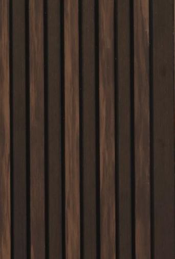 Interlock Charcoal Louvers Panel Wood Dark Chocolate 8x0.38 Ft - Pn 02717