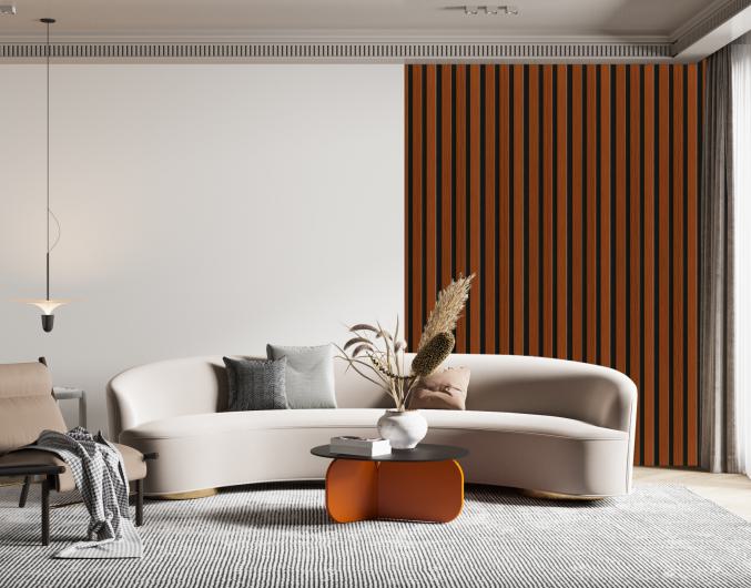 Estella Decor Charcoal Louvers Wood Brown 8x0.39 Ft - Ed 1108