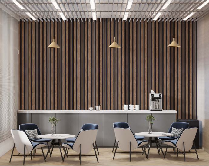 Estella Decor 8 Ft X 4.72 Inch Charcoal Louvers Panel Wood Brown 8x0.39 - Ed 1121