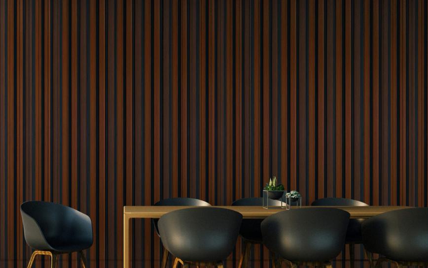 Estella Decor Charcoal Louvers Wood Brown 8x0.39 Ft - Ed 1129