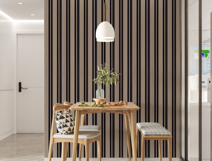 Estella Decor Charcoal Louvers Wood Brown 8x0.39 Ft - Ed 1204