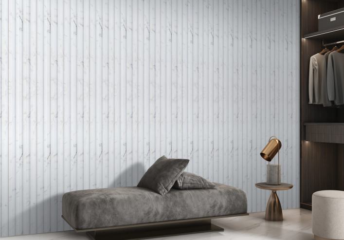 Estella Decor Estella Decor 8 ft x 4.72 inch Charcoal Louvers/Panels 8x0.39 ft marble & stone White ED 1301