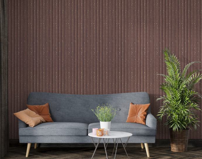 Estella Decor Charcoal Louvers Wood Brown 8x0.39 Ft - Ed 1304