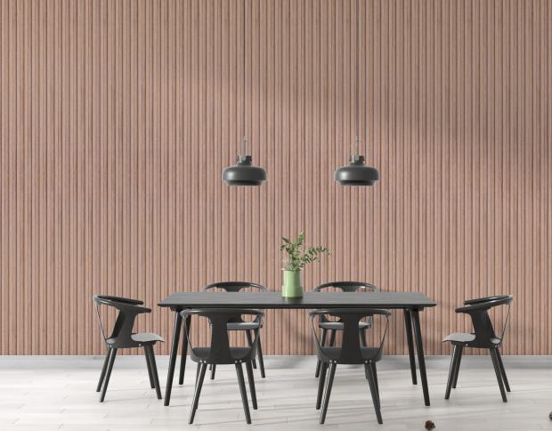 Estella Decor Charcoal Louvers Wood Brown 8x0.39 Ft - Ed 1309