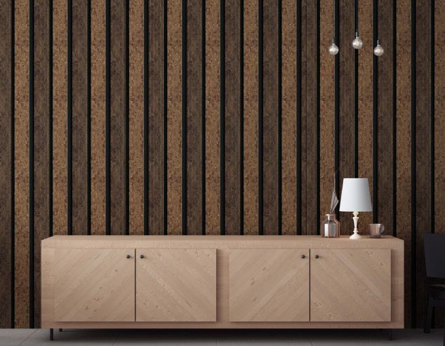 Estella Decor 8 Ft X 4.72 Inch Charcoal Louvers Panel Wood Brown 8x0.39 - Ed 1421