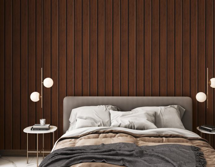 Estella Decor Charcoal Louvers Wood Brown 8x0.39 Ft - Ed 1424