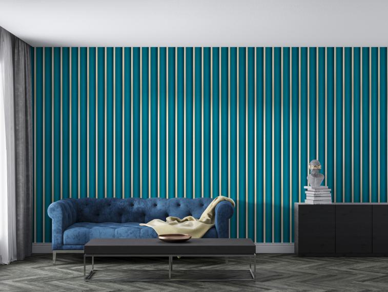Estella Decor Estella Decor Charcoal Louvers 8x0.39 ft plain colors Blue ED 1512
