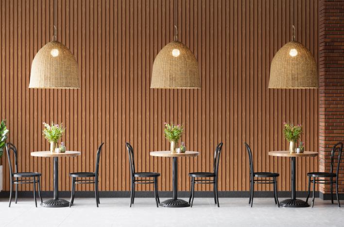 Estella Decor Charcoal Louvers Wood Brown 8x0.39 Ft - Ed 1701