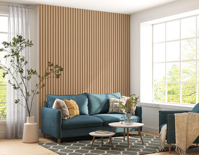 Estella Decor Charcoal Louvers Wood Brown 8x0.39 Ft - Ed 1702