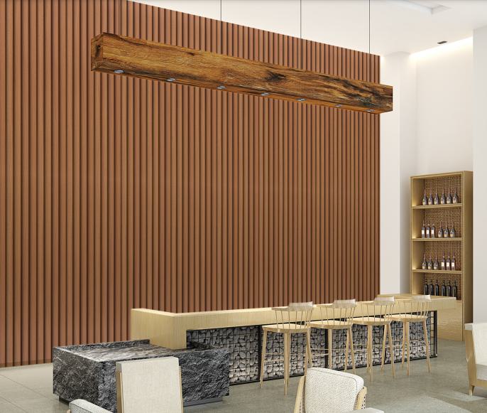 Estella Decor Charcoal Louvers Wood Brown 8x0.39 Ft - Ed 1703