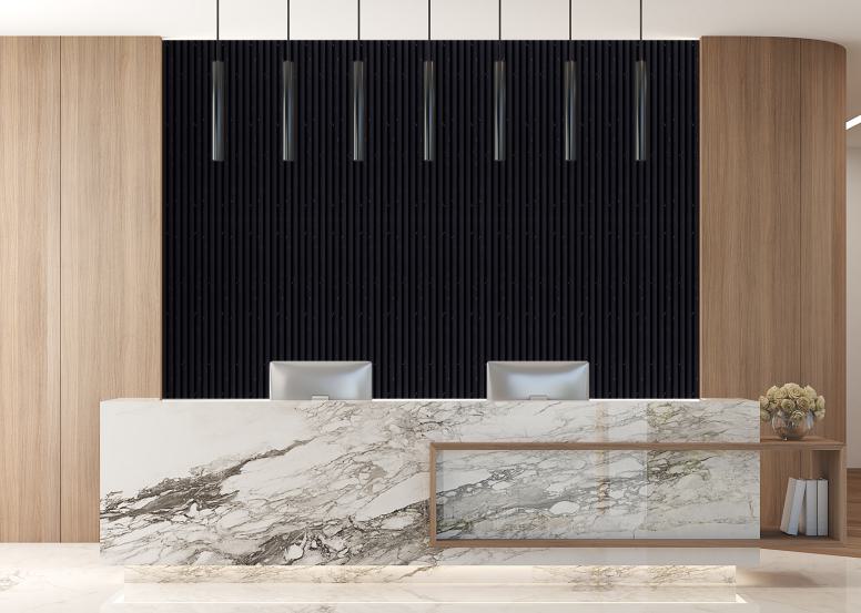 Estella Decor Estella Decor Charcoal Louvers 8x0.39 ft marble & stone Black ED 1705