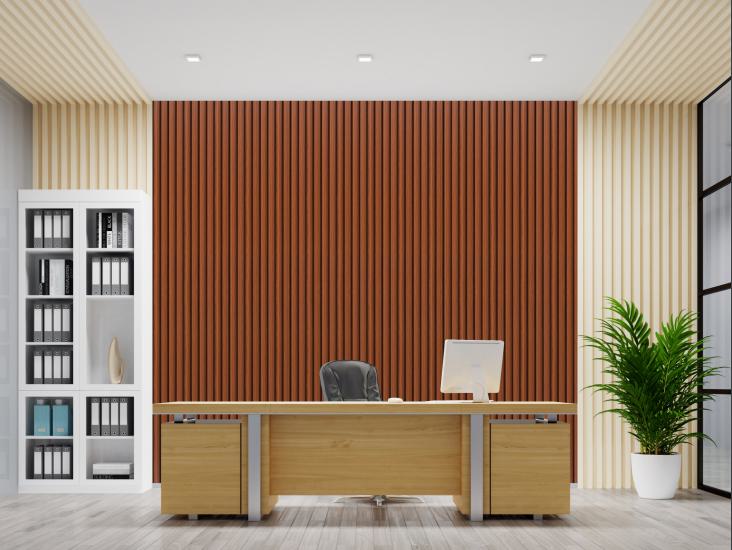 Estella Decor Charcoal Louvers Wood Brown 8x0.39 Ft - Ed 1707